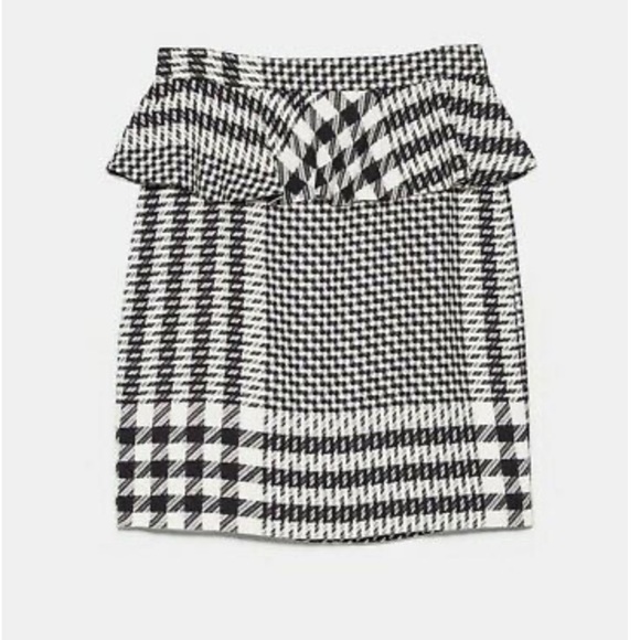 NWT Zara ruffled plaid pencil skirt size XS - Picture 4 of 8